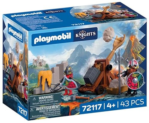 PLAYMOBIL | Knights | Steinkatapult Drachenritter | Katapult mit Schleuderfunktion und Felswand | Ritter Spielzeug für Kinder ab 4 Jahren | 72117