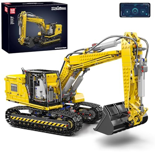 Mould King 13112 Excavatrice Technique, Modèle de Pelle RC Motorisée avec Contrôle APP & Télécommande, Camion Chenillé, Kit de Blocs de Construction, Modèle d'Ingénierie 14+
