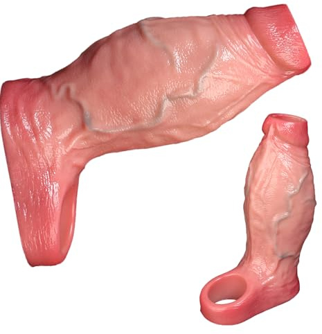 Penis Sleeve Realistic Open Tip Design Soft Silicone Girth Enhancer for Stronger Sensation Cock Sleeve with Vein Texture Reusable Penis Extender for Natural Feel Male Enhancement DYJCSN