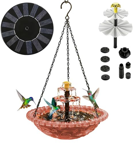 Generisch Pájaro alimentado por energía solar, en cascada, resistente a la intemperie, decorativo, funciona con energía solar, para atraer y alimentar animales salvajes domésticos, para jardín