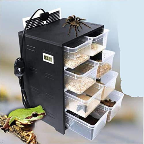 PVC Breeding Cabinet for Reptile in Winter Reptile Terrarium with Breeding Boxes (black （with heating pad）)