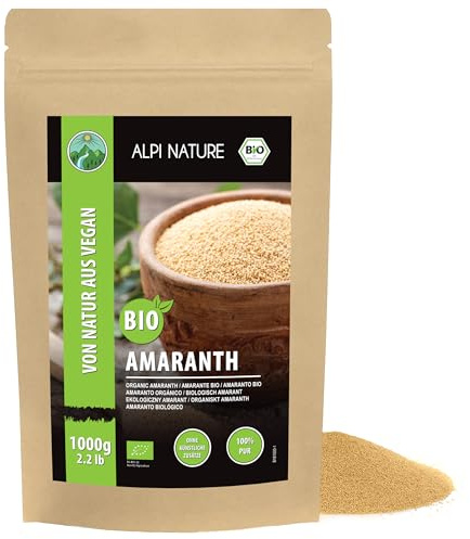 Alpi Nature Amaranto BIO Integrale 1kg, Grani di Amaranto Crudi Interi, Non Dolcificati, Senza Glutine