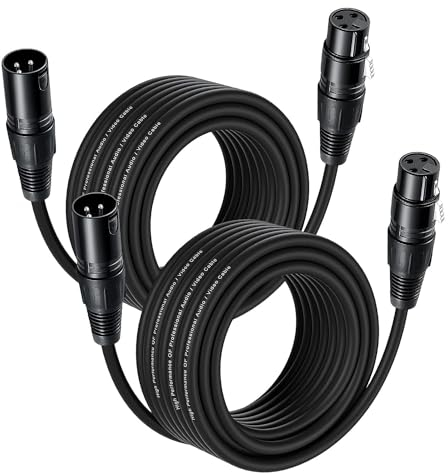 NUOSIYA 10M XLR Cable, 2 Pack 33ft Balanced Microphone Extension Cable - XLR Male to Female Jack Extender Cord for Studio Recorder, Mic, Mixer, Speaker System, Phantom Power