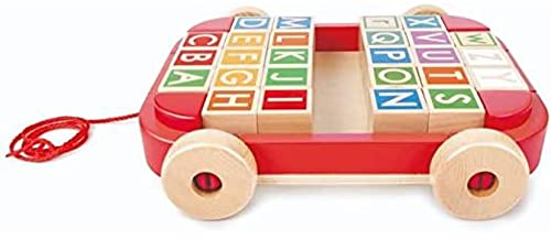 Hape Buchstabenbauklötze im Nachziehwagen, Nachziehspielzeug und Bauklötze