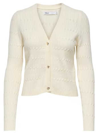 ONLY Onlkatia LS Cable V-Neck Cardi KNT Noos Chaqueta de Punto para Mujer, Color Gris. Detalle: Melange., XL