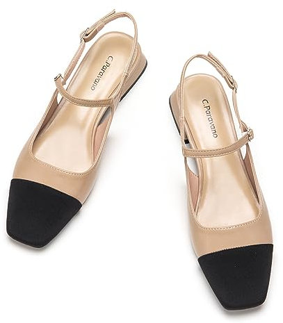 C.Paravano Damen Slingback Schuhe Flache Schuhe für Damen Sandalen Elegant & Komfortabel Ideal für Reisen, Einkaufen und Party(Beige,40)