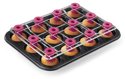 CUCAP Back-Set bestehend aus 12 Silikon Backförmchen und Muffinform mit Zentrierhilfe | Komplettset für perfekte Cupcakes, Muffins und mehr | Professionelle Aussparungen für Muffins und Cupcakes
