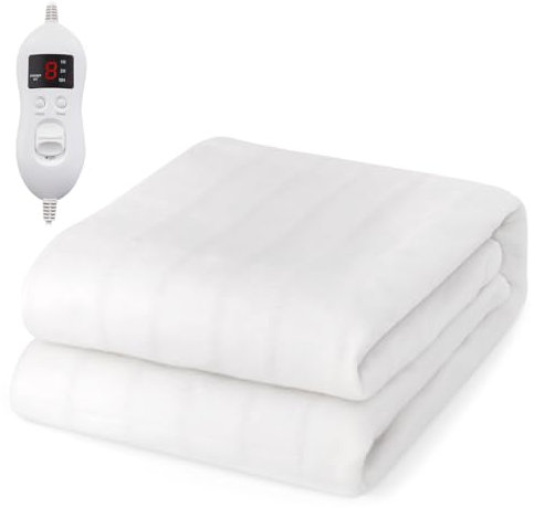 Multigot Heated Mattress Pad, Electric Heating Fitted Mattress Underblanket with Single/Dual Control, 8 Heat Settings, Timer and Overheat Protection, Machine Washable Bed Warmer (Single-190 x 90cm)