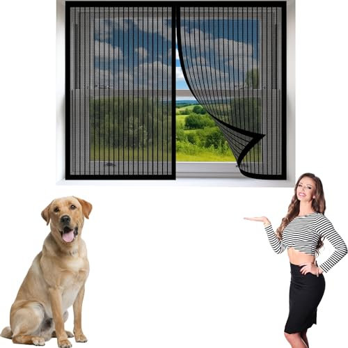 Insektenschutz Magnetfenster 110 x 240 cm Profi Insektenschutz Insektenschutz Moskitonetz Klebmontage Ohne Bohren für Fliegengitter Fenster Mückengitter, Schwarz