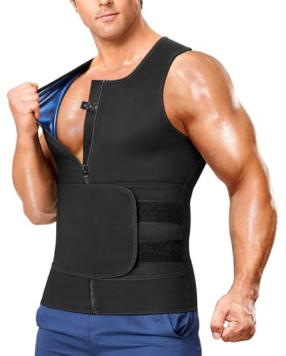 Junlan Waist Trainer Mens Sauna Suit Shirt Sweat Vest Weight Loss Gym Faja