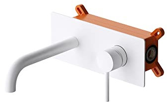 doporro Robinet Mural Encastré Blanc Mitigeur Moderne pour Lavabo et Vasque en Laiton Mélangeur Eau Chaude et Froide WA112