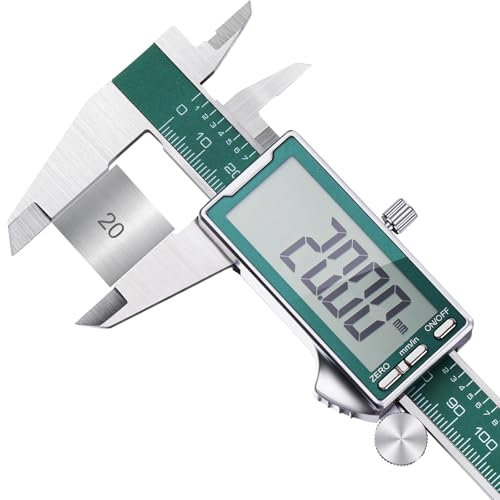 Calibre digital, calibrador de precisión de acero inoxidable de 150 mm con gran pantalla LCD pulgadas/milímetros, conversión calibre electrónico para medición externa, interior, profundidad y de paso