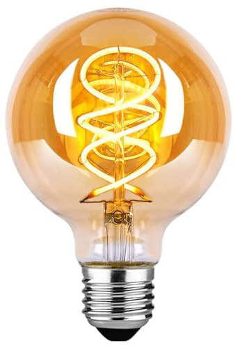 Edison Vintage Glödlampa E27, LED Vintagelampa E27 Dimbar 4W G80 Varmvit 2700K Spiralfilament Retro Glödlampa Idealisk för nostalgi och retrobelysning - Bärnstensglas - 1-pack