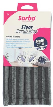 Sorbo Balai Serpillière avec Bandes Scrub – Microfibre pour Saletés Tenaces – Réutilisable, Lavable – sans Produits Chimiques – Compatible Multi-Click