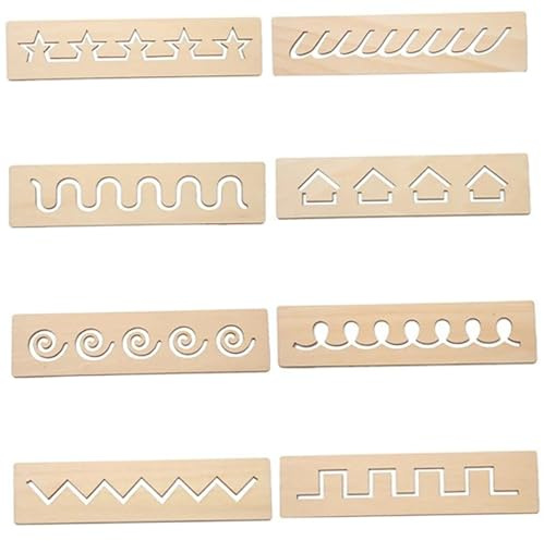 8 pezzi di lavagna da 2x8 pollici in legno per scrivere, tracciare le lettere, apprendimento prescolare, facile da usare, tappetino sensoriale per tracciare le lettere per bambini, principianti