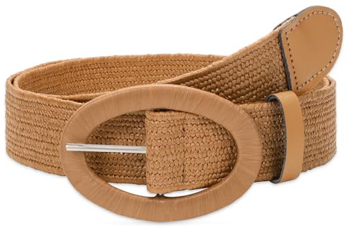 WHIPPY Straw Woven Elastic Stretch Waist Belts for Women Dresses, Fashion Boho Ladies Skinny Braided Belt