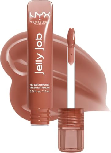 NYX PROFESSIONAL MAKEUP Jelly Job Lip Gloss, Lip Tint Gloss with Full-Bodied, Smoothing, and Hyper-Glossy Shine - Toast N' Jelly (Pale Nude)