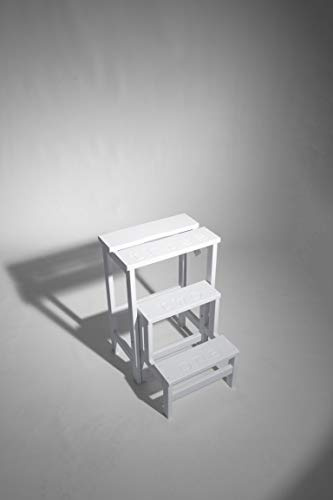 Karn Happy Numbers –Sgabello Scala in Faggio Massello con Gradini Girevoli Numerati e Sistema di Sicurezza – Ideale per Libreria, Cucina, Scaffali e Uso Domestico – Made in Italy