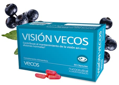Suplemento Vitamínico para Ojos Secos - Visión Vecos - 60 Cápsulas - Ayuda a Aliviar los Síntomas de la Fatiga y Sequedad Ocular - Propiedades Antioxidantes