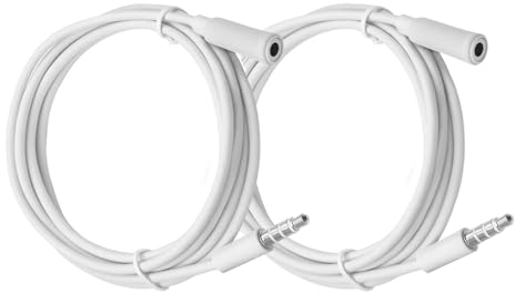 OLIREXD 2Pcs 3.5mm Headphone Extension Cable, 4 Pole Male to Female Headphone Jack Extender, 3ft Audio Extension Cable, White Headphone Extender Cable Compatible with PC, Tablet