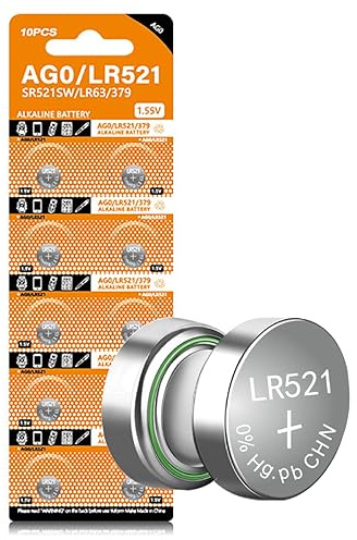 Cotchear 10pcs AG0 Coin Battery LR521 379 Button Cell Coin Alkaline Battery 1.5V for Watches Toys No Mercury