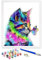 ifymei Peinture par Numero pour Enfant et Adulte, Loisirs Créatifs Activité Manuelle, Peinture Acrylique Kit de Dessin pour Filles et Garçons, Sans Cadre 40 x 50 cm - Animaux - Chat et Papillon