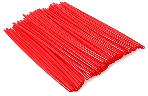 Spoke Cover, 72Pcs Bike Spoke Reflector Skin Wrap Kit Bicycle Reflective Clips Cycling Wheel Rim Protector Universal for Motocross Off Road Motorcycle Decoration (Red)