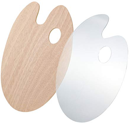 AKlamater 2 Stück Mischpalette (Holz, Acryl) - Natur-Rustikal mit Funktionalem Design - Transparent - 20 x 30 cm