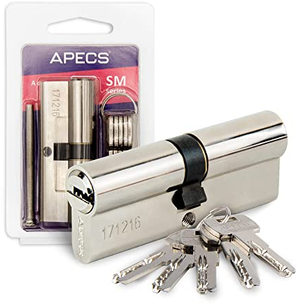 Generic APECS SM-100 50/50 mm Serrure à cylindre profilé pour serrure de porte d'entrée avec 5 clés Modèle SM-100 50/50