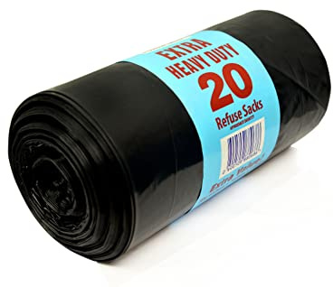 Homewise 20 bolsas de basura extra resistentes de 100 litros, bolsas de basura de 20 bolsas de basura ecológicas negras para basura, oficina, jardín, grueso y extrafuerte, hechas de material reciclado
