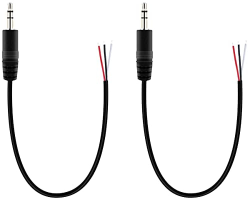 Greluma 2 pezzi Spina maschio da 3.5 mm a filo nudo estremità aperta, connettore jack jack da 30 cm TRS a 3 poli Stereo da 1/8 per la riparazione del cavo audio