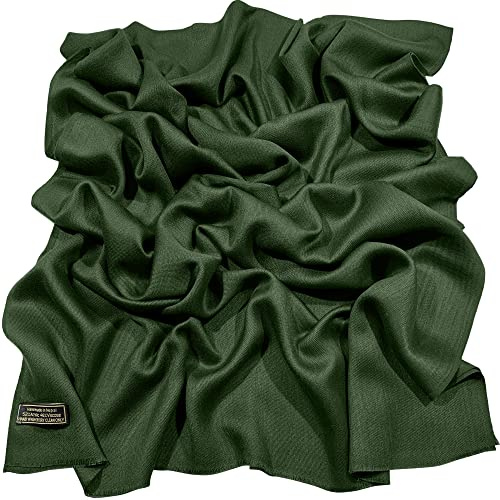 CJ Apparel Enfärgad Fransdesign Nepalesisk Sjal, Smaragdgrön Fc1041, one size