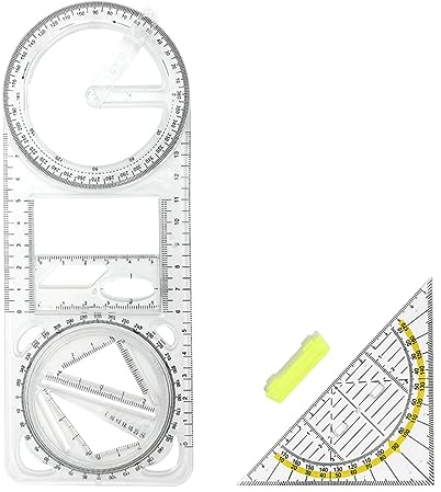 1 Pezzi Righello Geometrico Multifunzionale, Righello per Disegno Matematico, Righello di Misurazione per Disegno Geometrico, Con 1pz Righello Triangolare Geometrico, Squadra Geometrica in Plastica