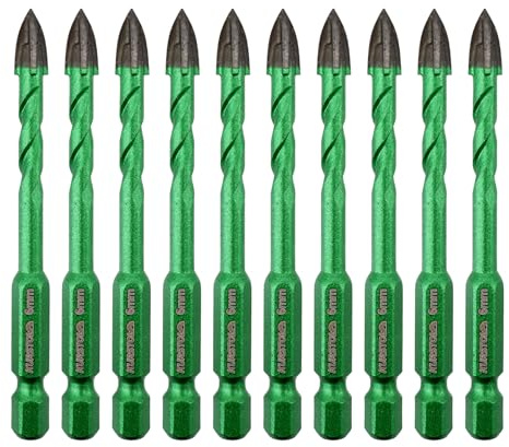 KURSTOL Masonry Diamond Drill Bit - 10pcs 1/4 Concrete Diamond Hole Saw Set for Wood Plastic Brick Ceramic Tile Etc,Diamond Core Drill Bit Carbide Tips Quick Change Shank Fixed on Drills
