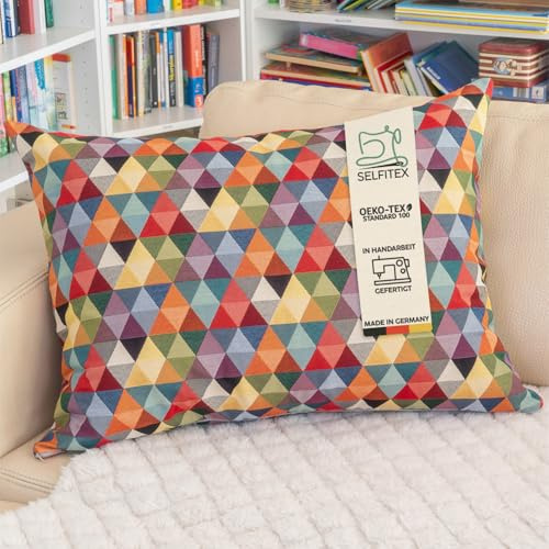 Selfitex Buntes Couchkissen XXL 60x80 cm, Sofakissen mit Füllung und Bezug, kuschelweiches Lesekissen, dekoratives Fernsehkissen, Deko- und Kopfkissen, Rückenkissen (Dreieck)
