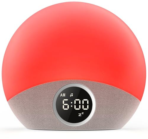 Dreamegg Sunrise Alarm Clock Wake up Light, Sound Machine with 30 Soothing Sounds, Digital Alarm Clock, 8-Colour Night Light for Sleep, Night Feeds & Reading, Dimmable Bedside Lamp for Bedroom & Gift