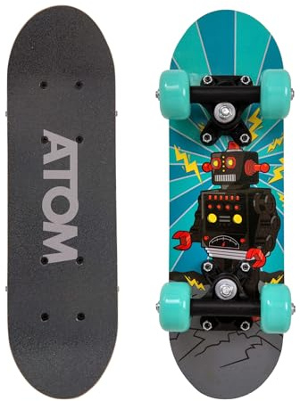 Atom Skateboard de 43,2 cm pour débutants ou professionnels – Skateboard en érable pour enfants et adolescents avec trucks en polypropylène de 7,6 cm – Mini Cruiser – Convient à tous les enfants de 5