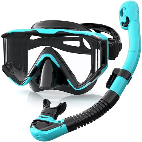 Zeligerstar Schnorchelset Erwachsene, Taucherbrille mit Schnorchel, 3-Fenster-Schnorchelmaske Anti-Fog Anti-Leck, Professional Adult Snorkeling Set für Schnorcheln, Schwimmen und Tauchen