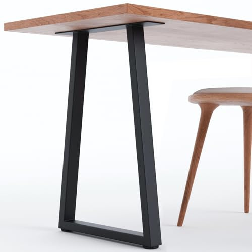Homtone 2er-Set Schwerlast Metall Tischbeine, Industrielle Stahl Bankbeine Tischfüße für DIY Couchtisch, Sitzbank, Esstisch, Schreibtisch, Schwarz (H71xW45cm-Trapezoid)