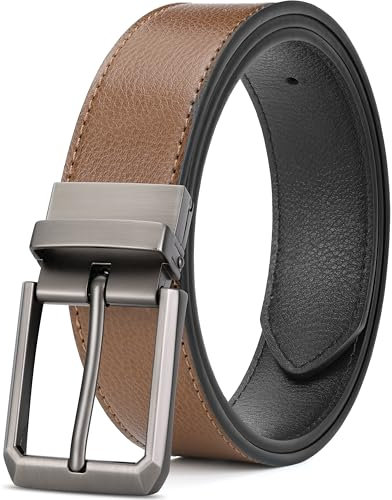 Sunya Gürtel Herren Wendegürtel. 34mm Breit Business Anzug Ledergürtel Braun Schwarz