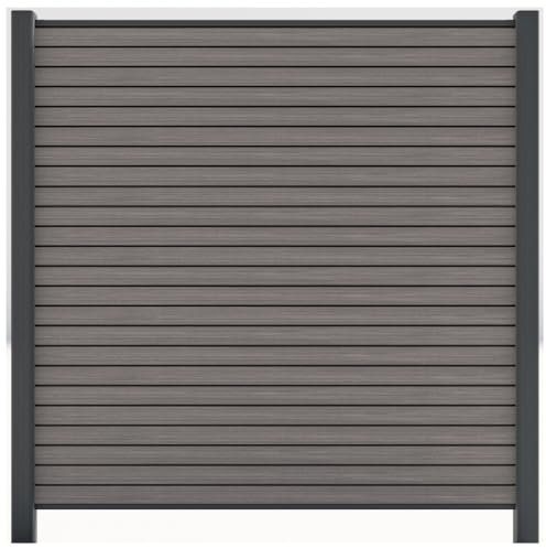 HORI Sichtschutz Rhombus-Style Komplettset | WPC Zaun | Robuster Windschutz | Modernes Lamellenzaun Design | Ideal für Garten&Terrasse | Einfach zu Montieren | 3,73 m I zum Aufschrauben I Graubeige