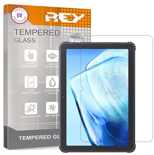 REY Protector de Pantalla para Tablet CUBOT Tab Kingkong 10,1, Cristal con Doble Protección UV, Vidrio Templado Premium 9H+
