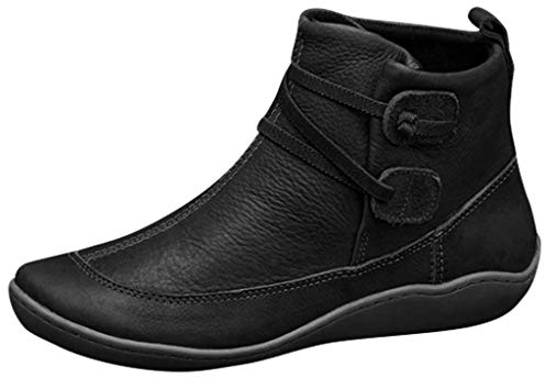 Generisch 2025 Botas Zapatos Botas Planas Botas de Punta Redonda Invierno Botas impermeables para Mujer Zapatos Cómodos para Mujer Impermeable, Negro , 41 EU
