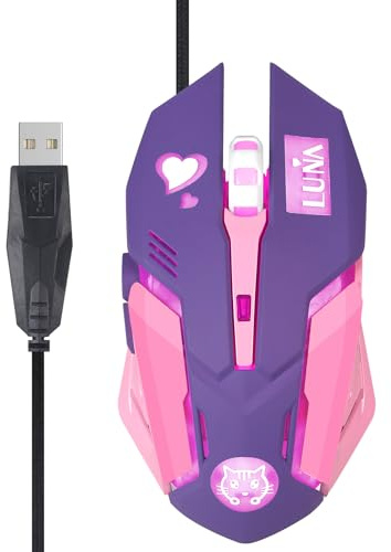 HXMJ Purple Wired USB Computer Mouse,7 Colors Backlit,Silent Buttons for MacBook,Computer PC,Laptop