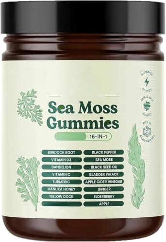 Gomitas de musgo marino, ayuda con la salud intestinal, promueve una digestión suave, apoya la salud de la piel, el cabello y las uñas, apoya la salud general de hombres y mujeres.