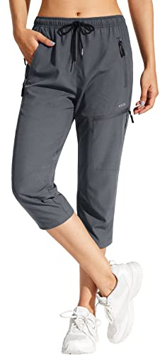 MOCOLY Capris Pants for Women Hiking Cargo Pants Waterproof Lightweight