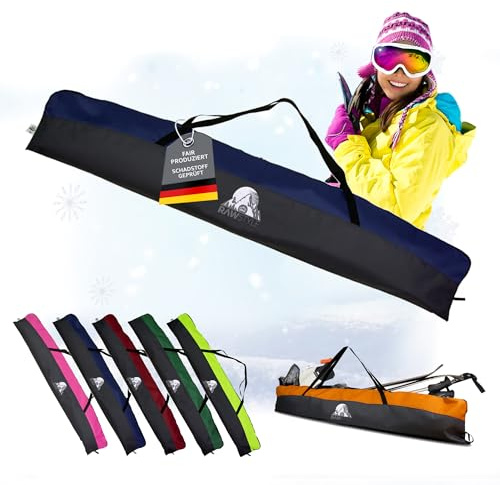 Rawstyle Skitasche Skisack für Ski Erwachsene Skistöcke 160cm oder 180cm oder 190cm wasserdicht Skibag Skicover Wintersport Skiaufbewahrung Modell 2 (schwarz-blau (180cm))
