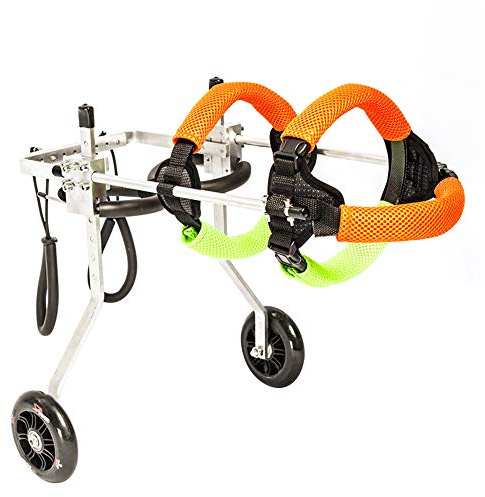 HXSM Sedia A Rotelle Regolabile per Cani Gambe Posteriori Riabilitazione Carrello Carrozzina per Animali Domestici Disabili Carrellino Scooter per Cani di Piccola Taglia (1-20KG)