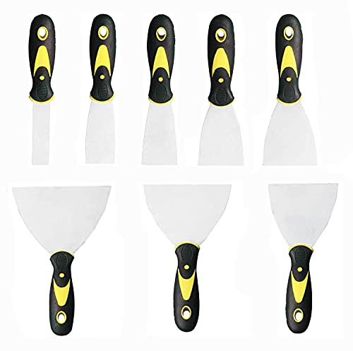 8 Pièces Couteau à Enduire, BetterJonny Jeu de Spatules en Acier Inoxydable Spatule Bricolage 25/40/50/60/75/100/125/150 mm pour DIY Décoration Enlèvement de Peinture
