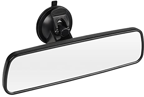 SLIIMU Auto Rückspiegel mit Saugnapf, 240mm Blendschutz Universal Innenspiegel, Weiß Glas Large Vision Weitwinkel Flacher Spiegel Montiert auf Windschutzscheibe für Car Auto SUV Van